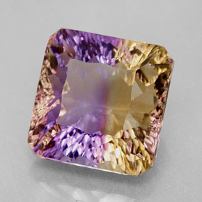 10.35캐럿 천연 바이컬러 아메트린, 에메랄드 컷, 13.1×12.8 mm, VVS