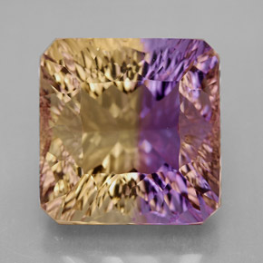 14.81캐럿 천연 바이컬러 아메트린, 에메랄드 컷, 14×13.7 mm, VVS