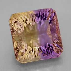 14.81캐럿 천연 바이컬러 아메트린, 에메랄드 컷, 14×13.7 mm, VVS