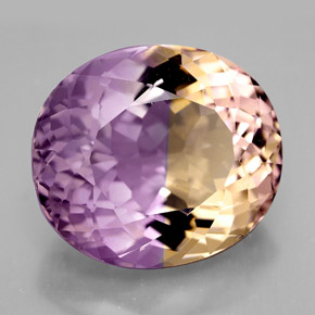 14.82캐럿 천연 바이컬러 아메트린, 타원형 컷, 16.8×14.7 mm, IF
