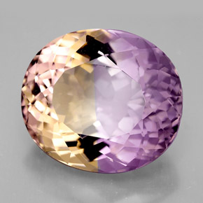 14.82캐럿 천연 바이컬러 아메트린, 타원형 컷, 16.8×14.7 mm, IF
