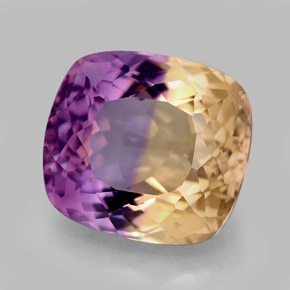 10.08캐럿 천연 바이컬러 아메트린, 쿠션 컷, 13.9×12.6 mm, VVS-VS