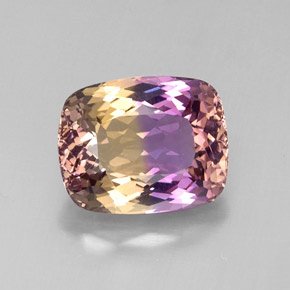 11.72캐럿 천연 바이컬러 아메트린, 쿠션 컷, 15.8×12.7 mm, VVS