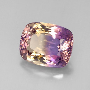 11.72캐럿 천연 바이컬러 아메트린, 쿠션 컷, 15.8×12.7 mm, VVS