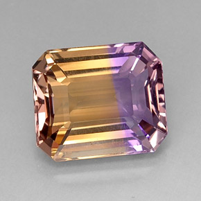 9.78캐럿 천연 바이컬러 아메트린, 에메랄드 컷, 14×11.8 mm, VVS