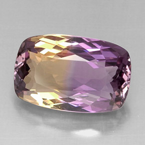 10.66캐럿 천연 바이컬러 아메트린, 쿠션 컷, 17.4×11.2 mm, VVS