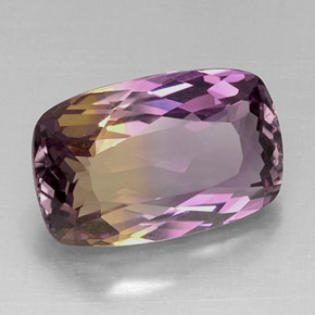 10.66캐럿 천연 바이컬러 아메트린, 쿠션 컷, 17.4×11.2 mm, VVS