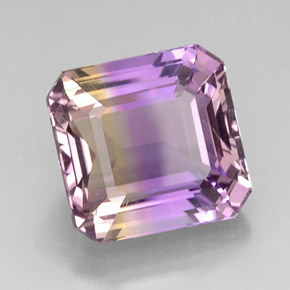 12.11캐럿 천연 바이컬러 아메트린, 에메랄드 컷, 13.5×13 mm, VVS