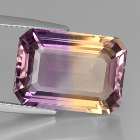 11.28캐럿 천연 바이컬러 아메트린, 에메랄드 컷, 16.7×12 mm, VVS-VS