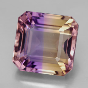 10.83캐럿 천연 바이컬러 아메트린, 에메랄드 컷, 12.9×12.7 mm, VVS-VS