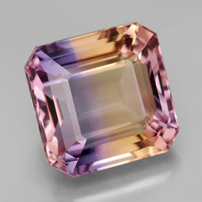 10.83캐럿 천연 바이컬러 아메트린, 에메랄드 컷, 12.9×12.7 mm, VVS-VS