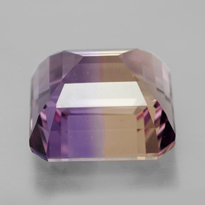 10.83캐럿 천연 바이컬러 아메트린, 에메랄드 컷, 12.9×12.7 mm, VVS-VS