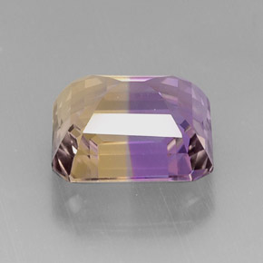 9.94캐럿 천연 바이컬러 아메트린, 에메랄드 컷, 13.2×12.8 mm, VVS