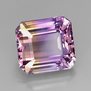 11.17캐럿 천연 바이컬러 아메트린, 에메랄드 컷, 13.4×12.5 mm, VVS