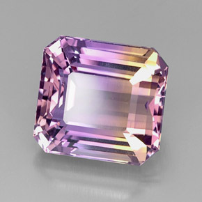 11.17캐럿 천연 바이컬러 아메트린, 에메랄드 컷, 13.4×12.5 mm, VVS