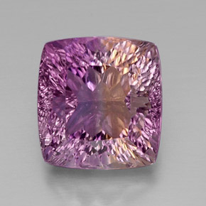 12.65캐럿 천연 바이컬러 아메트린, 쿠션 컷, 13.9×13.1 mm, VVS