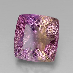 12.65캐럿 천연 바이컬러 아메트린, 쿠션 컷, 13.9×13.1 mm, VVS