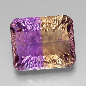 14.23캐럿 천연 바이컬러 아메트린, 에메랄드 컷, 15.7×13.1 mm, VVS