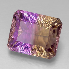 14.23캐럿 천연 바이컬러 아메트린, 에메랄드 컷, 15.7×13.1 mm, VVS