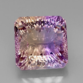 13.21캐럿 천연 바이컬러 아메트린, 에메랄드 컷, 13.8×13.6 mm, VVS