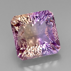 13.21캐럿 천연 바이컬러 아메트린, 에메랄드 컷, 13.8×13.6 mm, VVS