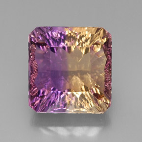 11.34캐럿 천연 바이컬러 아메트린, 에메랄드 컷, 13.3×12.8 mm, VVS