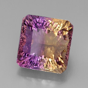 11.34캐럿 천연 바이컬러 아메트린, 에메랄드 컷, 13.3×12.8 mm, VVS