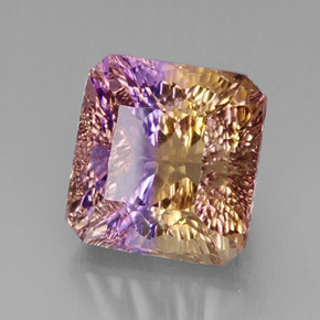 12.72캐럿 천연 바이컬러 아메트린, 에메랄드 컷, 13.2×12.7 mm, VVS