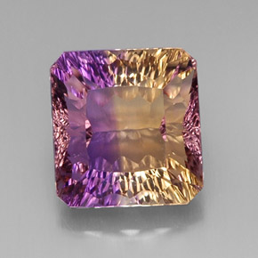 10.38캐럿 천연 바이컬러 아메트린, 에메랄드 컷, 13.2×12.5 mm, VVS