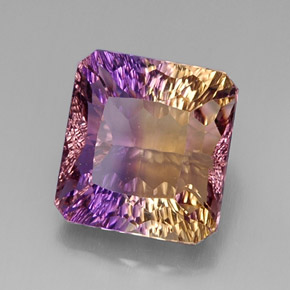 10.38캐럿 천연 바이컬러 아메트린, 에메랄드 컷, 13.2×12.5 mm, VVS