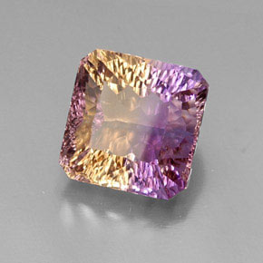 12.51캐럿 천연 바이컬러 아메트린, 에메랄드 컷, 13.7×13.5 mm, VVS