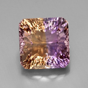 9.03캐럿 천연 바이컬러 아메트린, 에메랄드 컷, 12.3×12.1 mm, VVS