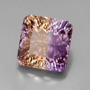 9.03캐럿 천연 바이컬러 아메트린, 에메랄드 컷, 12.3×12.1 mm, VVS