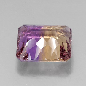 10.76캐럿 천연 바이컬러 아메트린, 에메랄드 컷, 14.7×13.1 mm, VVS