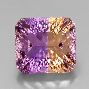 13.58캐럿 천연 바이컬러 아메트린, 에메랄드 컷, 14.5×13.3 mm, VVS