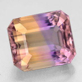 9.41캐럿 천연 바이컬러 아메트린, 에메랄드 컷, 13.1×11.2 mm, VVS