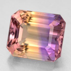9.41캐럿 천연 바이컬러 아메트린, 에메랄드 컷, 13.1×11.2 mm, VVS