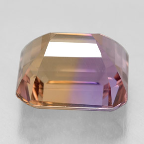 9.41캐럿 천연 바이컬러 아메트린, 에메랄드 컷, 13.1×11.2 mm, VVS