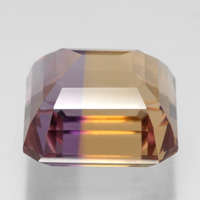 10.20캐럿 천연 바이컬러 아메트린, 에메랄드 컷, 12.5×12.4 mm, VVS