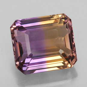 9.08캐럿 천연 바이컬러 아메트린, 에메랄드 컷, 12.8×11.6 mm, IF