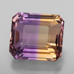 9.08캐럿 천연 바이컬러 아메트린, 에메랄드 컷, 12.8×11.6 mm, IF