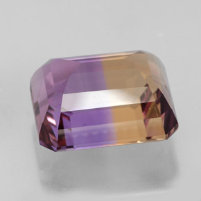 9.08캐럿 천연 바이컬러 아메트린, 에메랄드 컷, 12.8×11.6 mm, IF