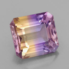 6.91캐럿 천연 바이컬러 아메트린, 에메랄드 컷, 11.9×10.9 mm, VVS