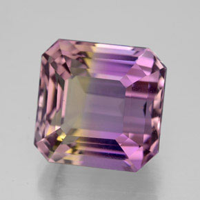 8.35캐럿 천연 바이컬러 아메트린, 에메랄드 컷, 11.3×11.2 mm, VVS