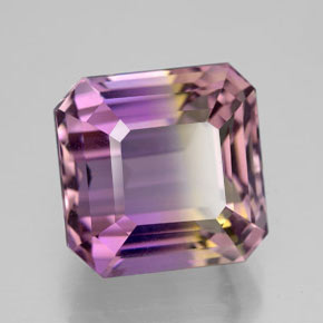 8.35캐럿 천연 바이컬러 아메트린, 에메랄드 컷, 11.3×11.2 mm, VVS