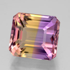 7.14캐럿 천연 바이컬러 아메트린, 에메랄드 컷, 11.3×10.5 mm, VVS