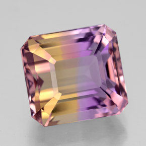 7.14캐럿 천연 바이컬러 아메트린, 에메랄드 컷, 11.3×10.5 mm, VVS