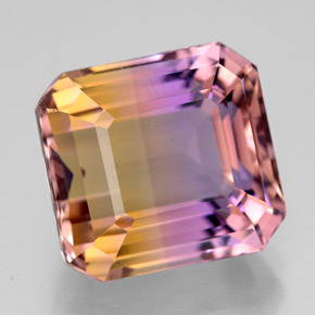 10.74캐럿 천연 바이컬러 아메트린, 에메랄드 컷, 12.9×12 mm, VVS