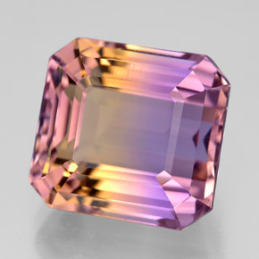 10.74캐럿 천연 바이컬러 아메트린, 에메랄드 컷, 12.9×12 mm, VVS
