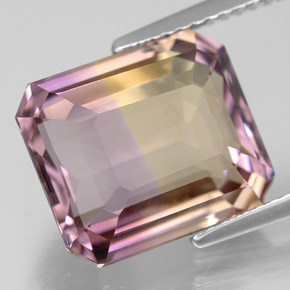 7.85캐럿 천연 바이컬러 아메트린, 에메랄드 컷, 12.9×11 mm, VVS